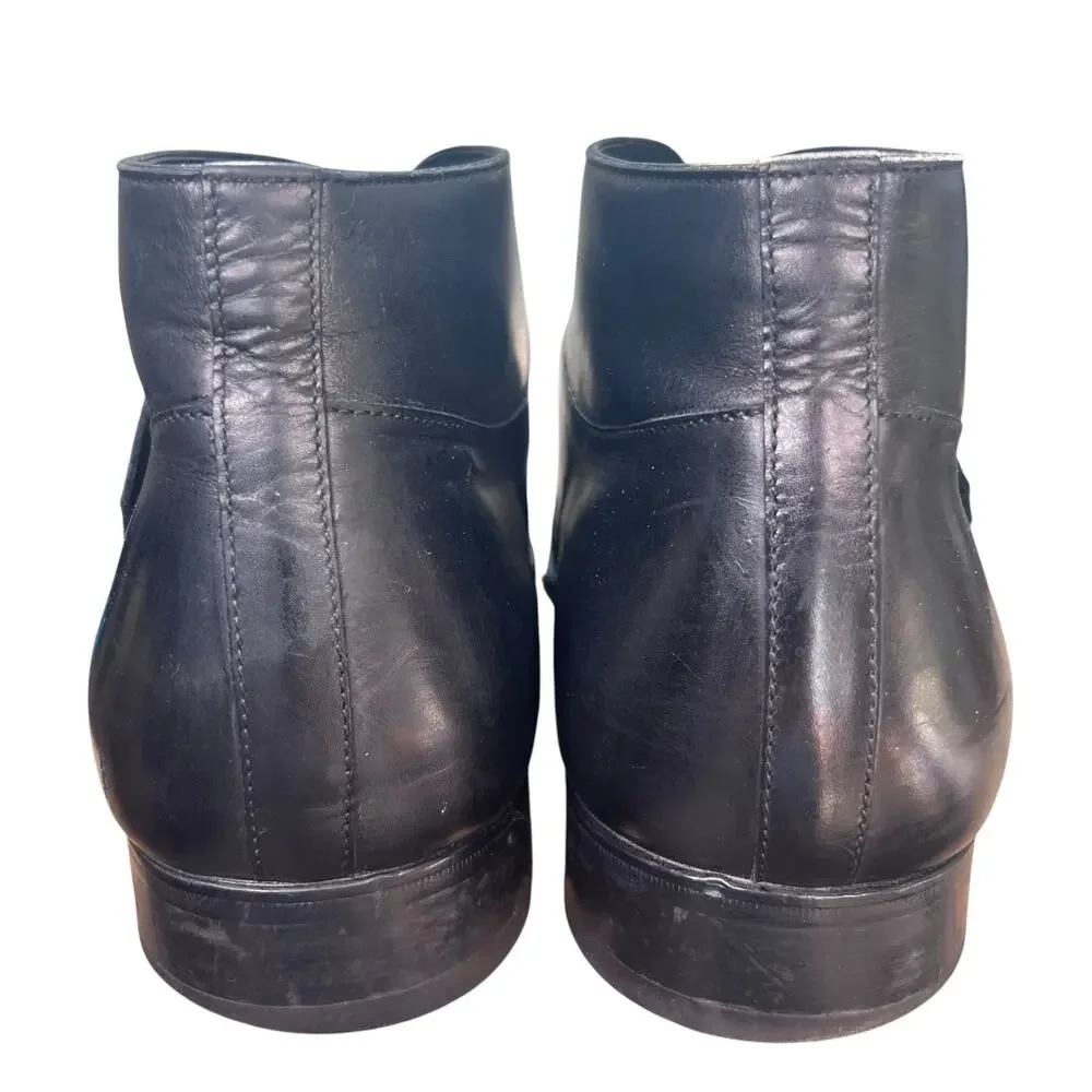 Paul Evans The Heston Double Monk Strap Italy Black Leather Boots Size 12 US 13